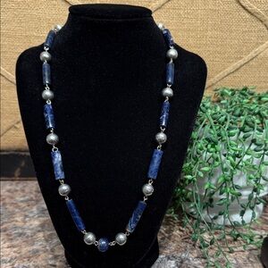 Lapis Lazuli and Sterling Silver Beaded Necklace